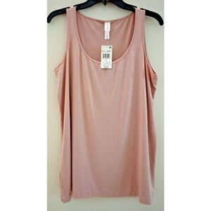 &BASICS KT37-221BL Women's Sz Large Rose Pink Cami Shell Scoop Neck Tank Top